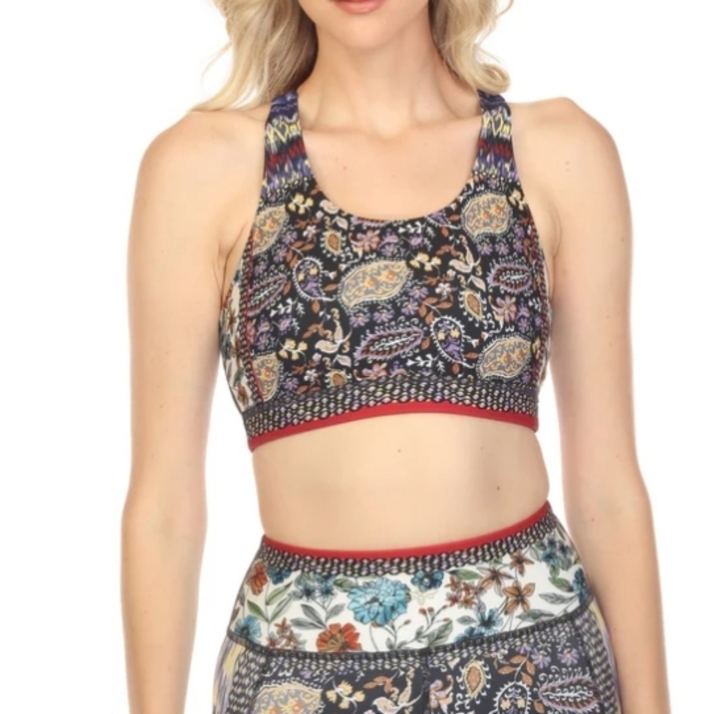 Johnny Was Betzy Bee Active Sports Bra Boho Chic NWOT